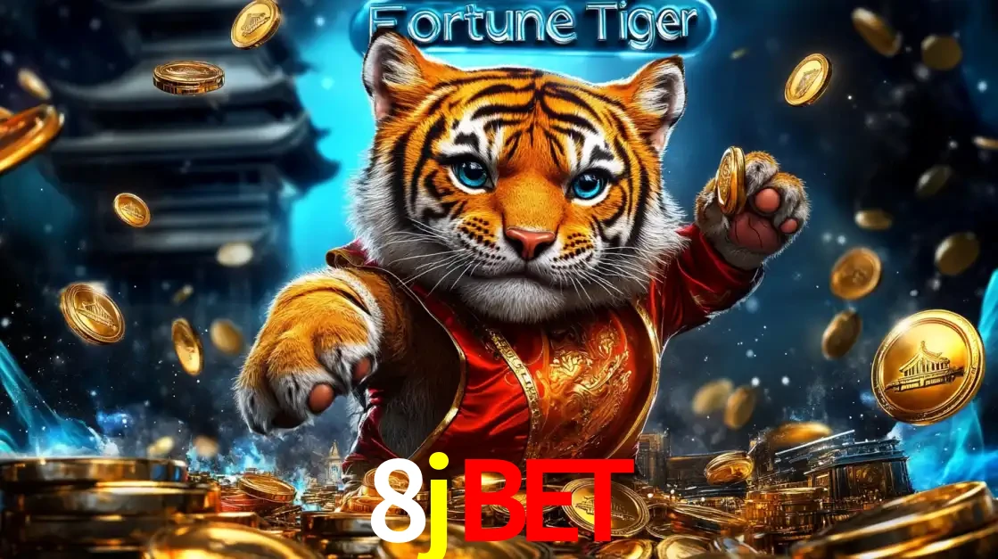 Imagem promocional do jogo de slot Fortune Tiger, com um tigre majestoso em traje tradicional cercado por uma fortuna em moedas de ouro, disponível agora no cassino 8jbet.